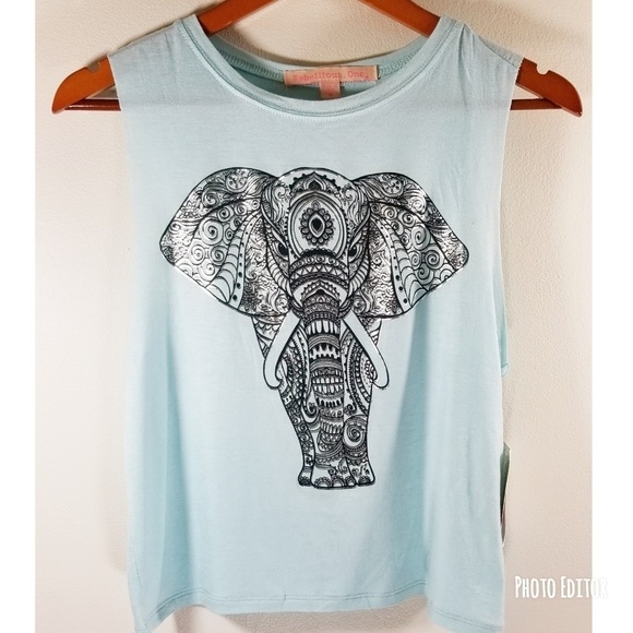 Rebellious One Tops - Rebellious One Graphic Elephant print sz  Medium